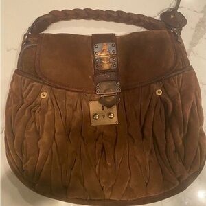 Miu Miu Brown Suede Crossbody Bag